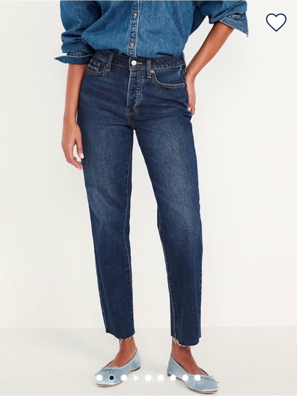 Old Navy Dark Blue High-Rise Cropped OG Straight Button-Up Jeans